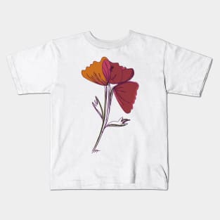 3 poppies & 1 face - muted browns and orange Kids T-Shirt